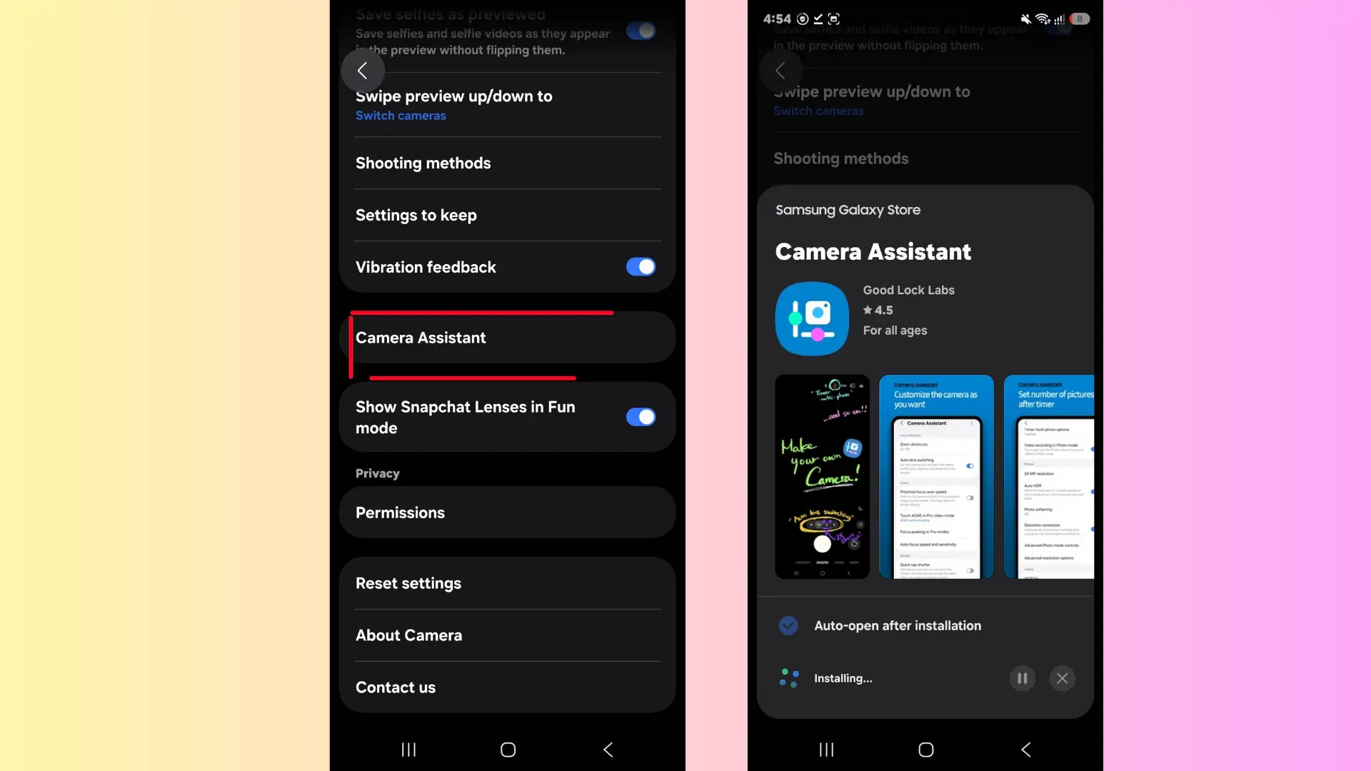 Samsung Camera Assistant update